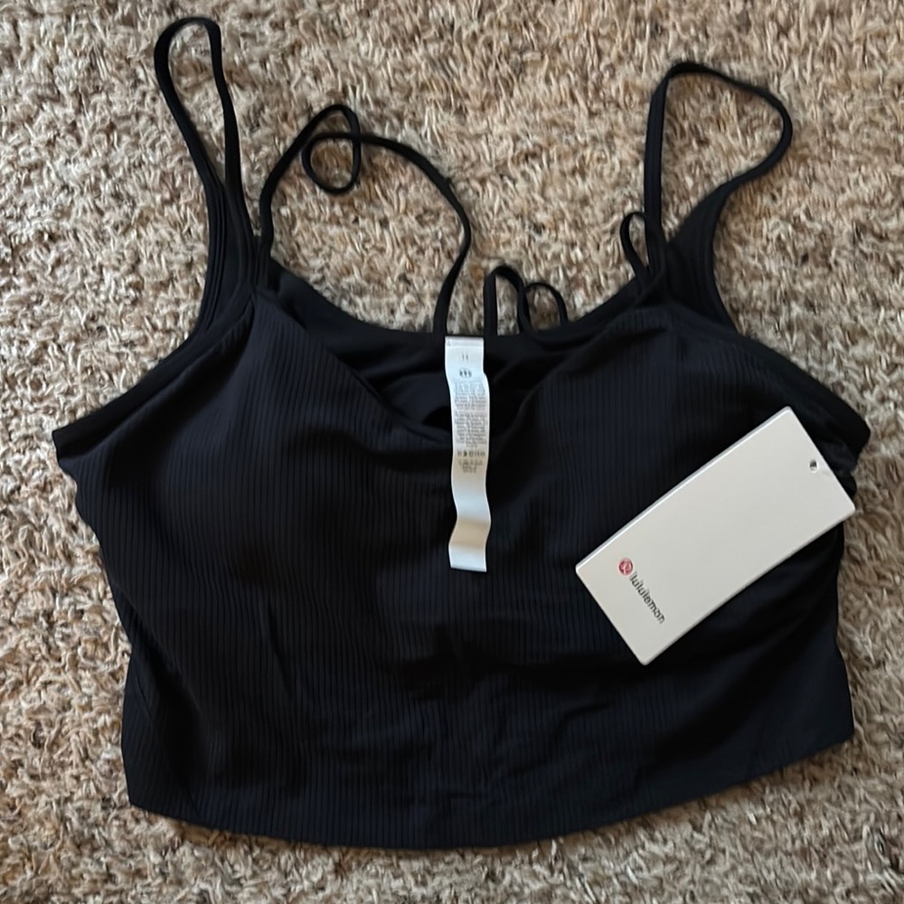 Lululemon Black Strappy ribbed tank size 14 brand new